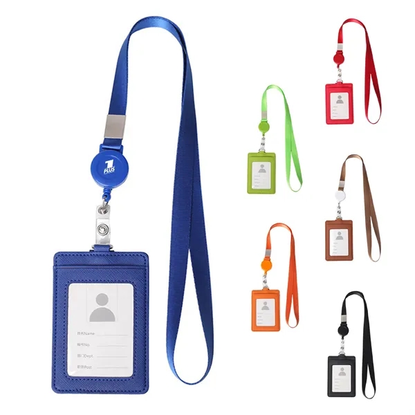 Retractable Badge Reel Lanyard W/ Back Card Holder