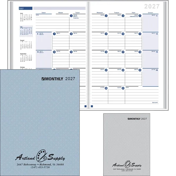 Ruled Monthly Desk Planner Stitched to Paper Cover