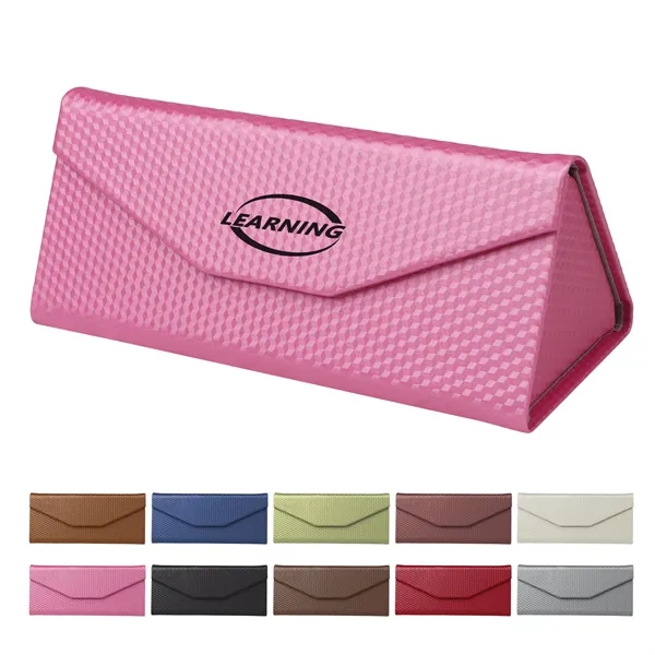Triangle Foldable Leather Glasses Case W/ Magnetic Closure
