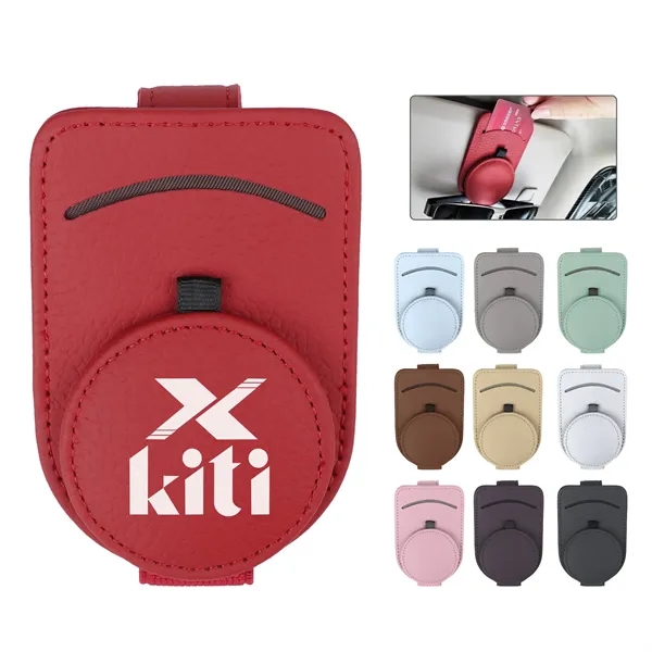 Magnetic Leather Sunglass Holder For Car Visor