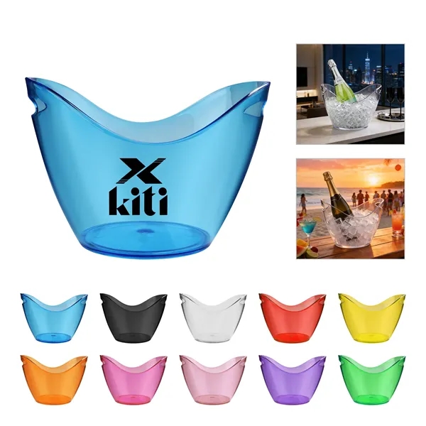 4L Clear Plastic Ice Bucket Cooler With Handle