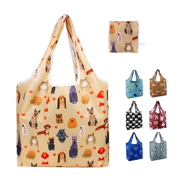 Foldable Nylon Grocery Tote with Full Color Sublimation