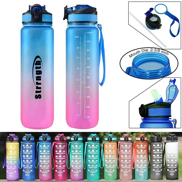 32oz Wide Mouth Water Bottle With Lid & Straw