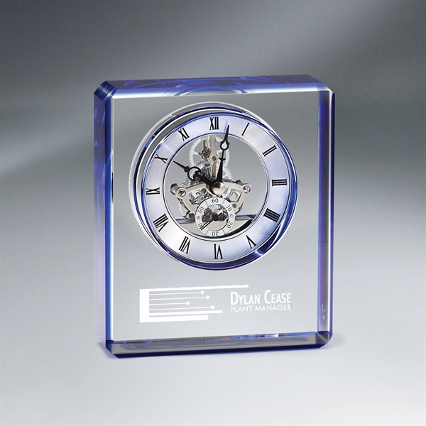 Blue Edge Crystal Skeleton Clock