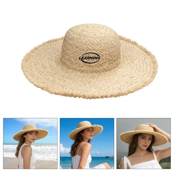 Natural Raffia Wide Brim Straw Sun Hat
