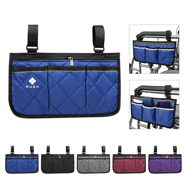 Wheelchair Side Armrest Bag W/ Reflective Stripe 13"x7.8"