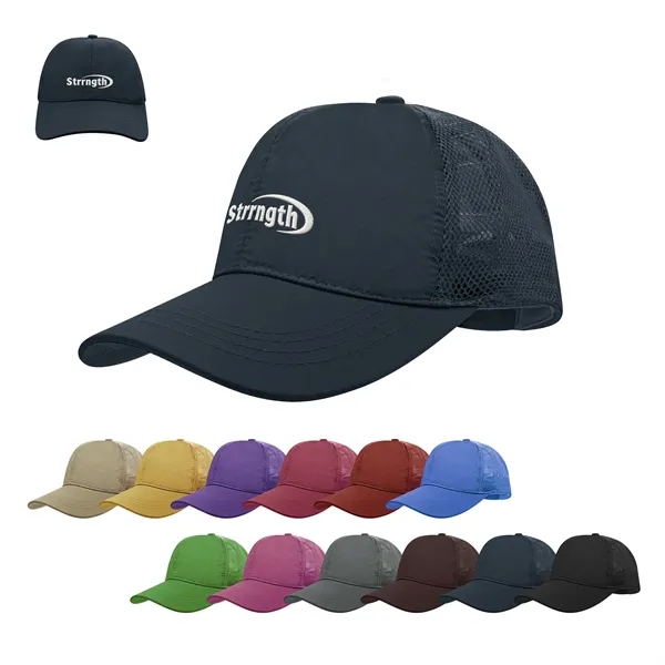 6 Panel Quick Dry Trucker Hat Mesh Back Baseball Cap
