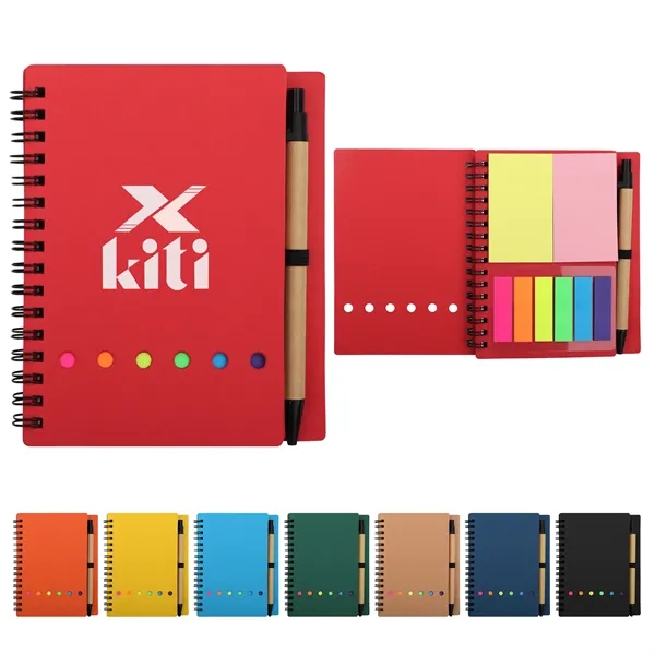 Mini Pocket Spiral Notebook W/ Sticky Notes & Pen