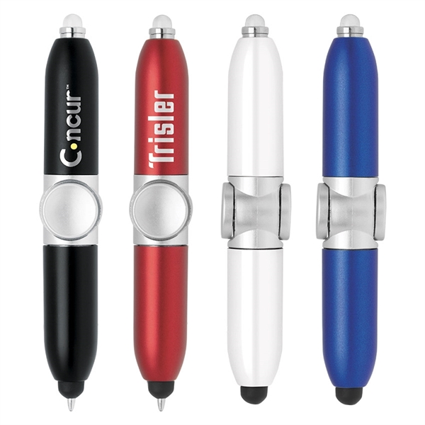 Stylus-404 Fidget Spinner, L.E.D Light & Ballpoint Pen