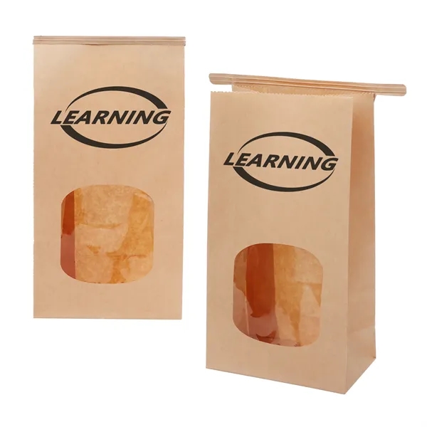 Small Kraft Bread Bag With Clear Window 3.5"x2.4"x6.7"