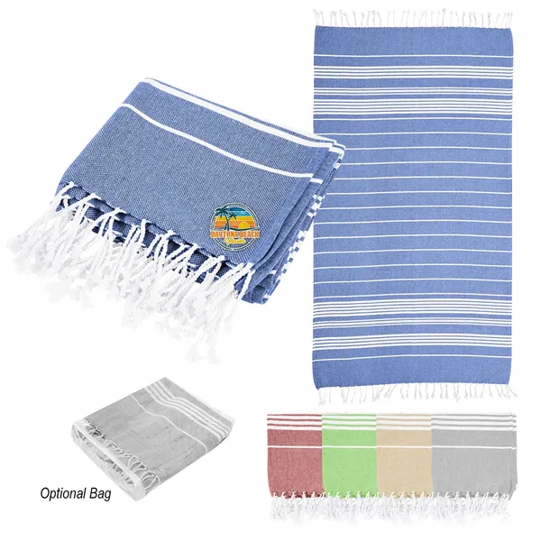Recycled Beach Blanket With Tassel Fringe