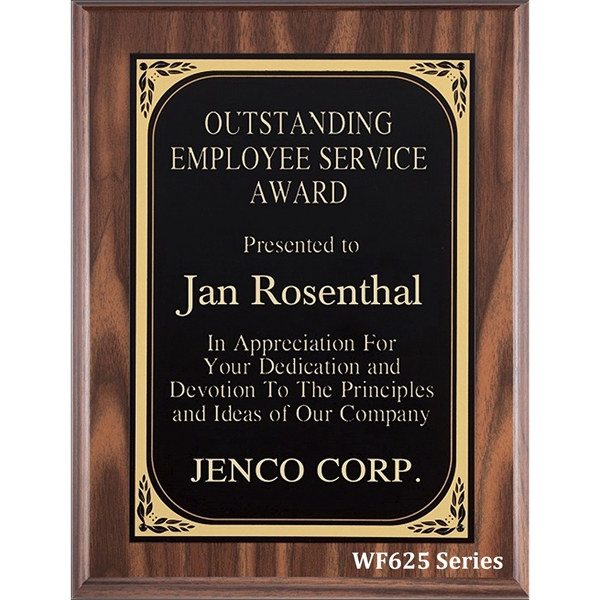 Walnut Finish Plaque Series w/Black Brass Plate, 3 Borders