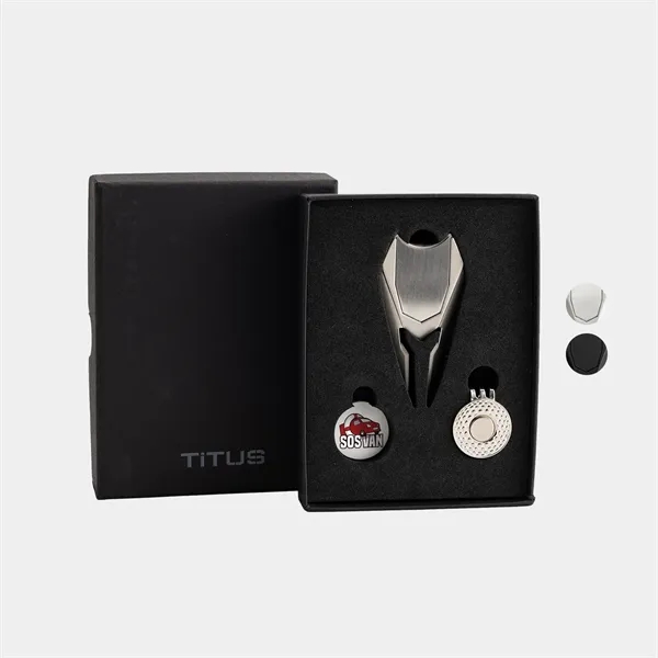 TiTUS® Metal Golf Tool Set - Divot, Ball Marker & Cap Clip