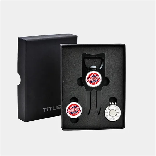 TiTUS® Golf Tool Set -Divot Tool, Ball Marker & Cap Clip
