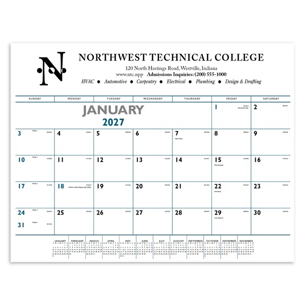 Triumph® Calendars Blue & Black Desk Pad