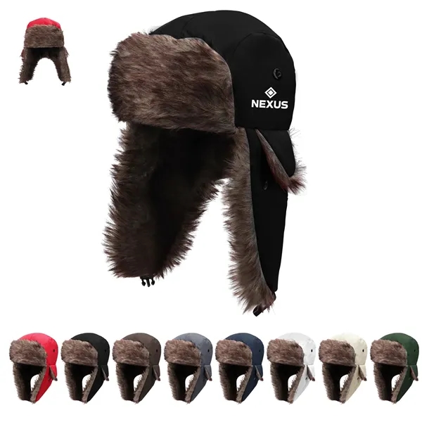 Polyester Warm Winter Trapper Hat W/ Ear Flaps