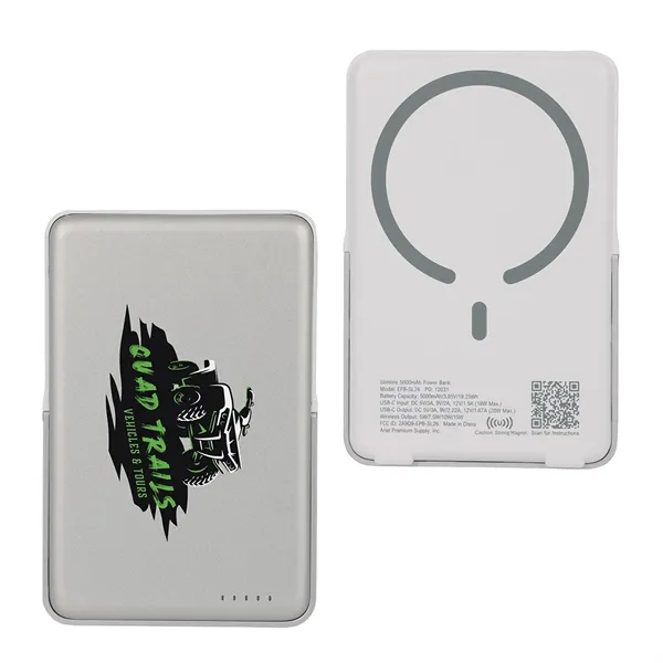 Slimline 5000mAh 20W PD Aluminum Power Bank with 15W Magneti