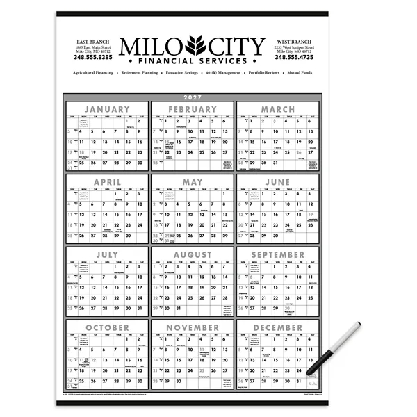Triumph® Calendars Black & White Span-A-Year Laminated w/...