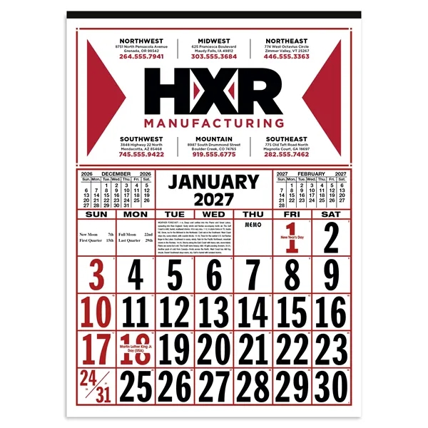 Skinner & Kennedy® Commercial 12-Sheet Calendar