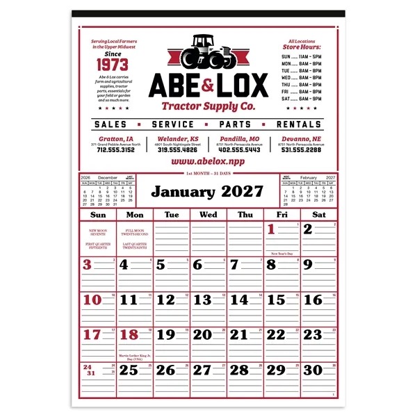 Skinner & Kennedy® Commercial 12-Sheet Calendar