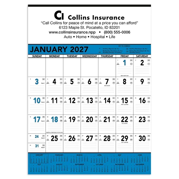 Triumph® Calendars Blue & Black Contractor Memo Calendar