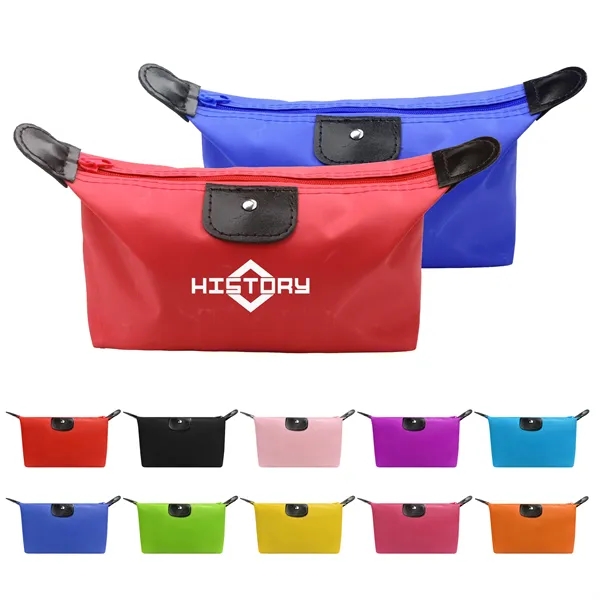 Polyester Small Travel Makeup Bag W/ Zipper