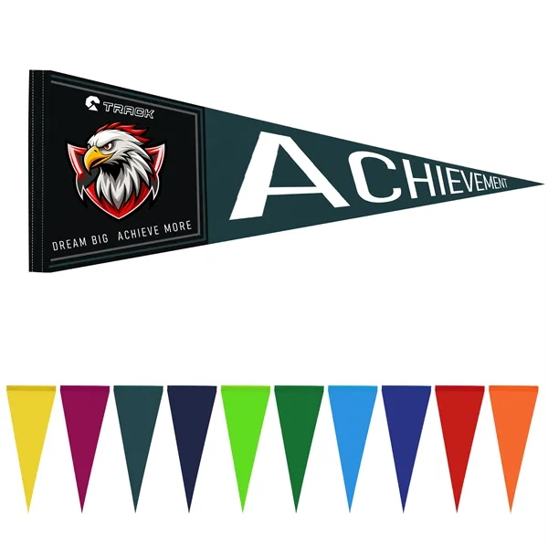 12"x30" Full Color Custom Large Felt Pennant w/ Sewn Strip