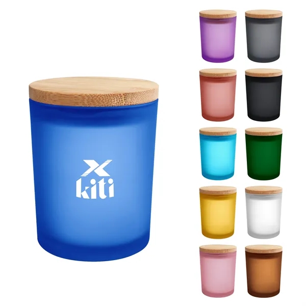 7Oz Assorted Colors Glass Candle Jars With Bamboo Lid