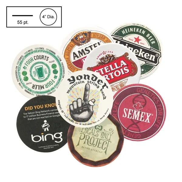 4" Circle Round Medium Weight Pulpboard Coaster