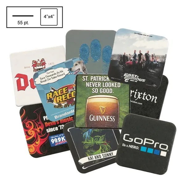 4" Square Medium Weight Pulpboard Coaster