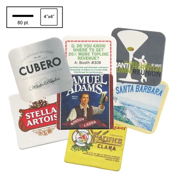 4" Square Heavy Weight Pulpboard Coaster