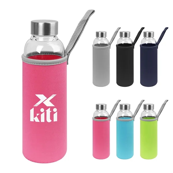 18Oz Glass Water Bottle With Sleeve & Lid