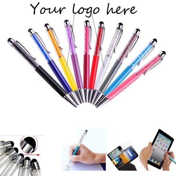 2 in 1 Crystal Touch Screen Stylus Ball Point Pen