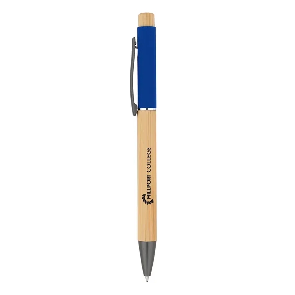 Bamboo Barrel with Gunmetal Clip Pen