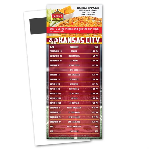 Football Schedule Magnetic Stick Up Card