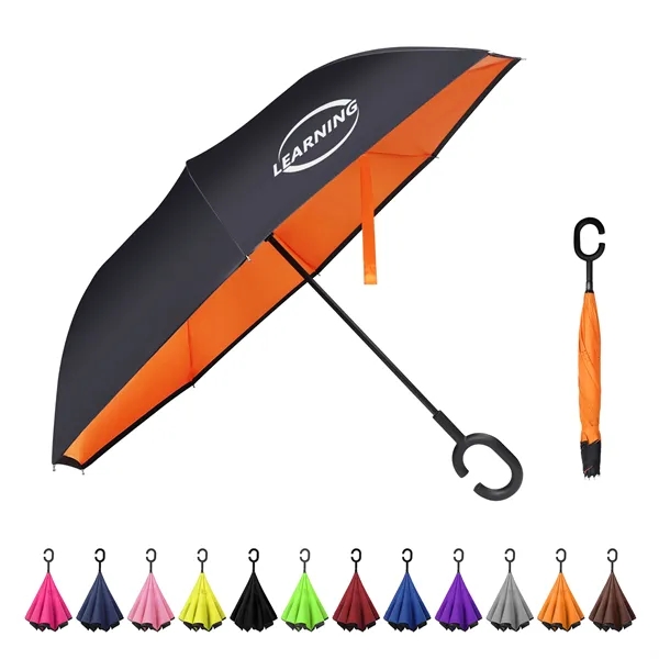 49" Arc Manual Inverted Reverse Umbrella With C Handle