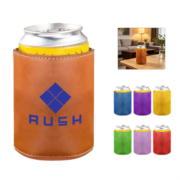 12Oz Collapsible PU leather Can Cooler Sleeve