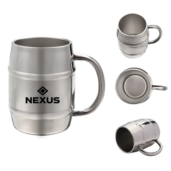 14oz Double Wall Stainless Steel Beer Cup W/ Handle