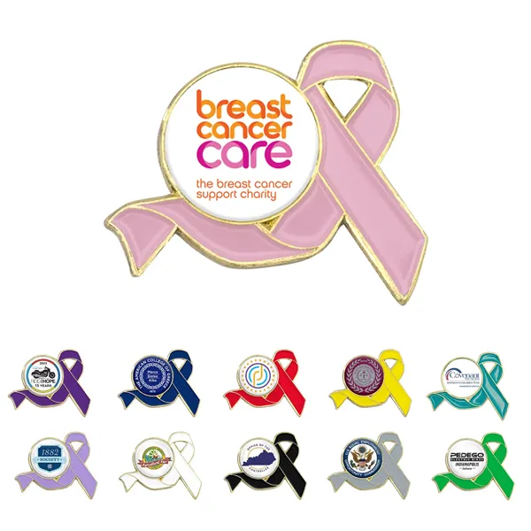 Awareness Ribbon Lapel Pins w/ Custom Logo