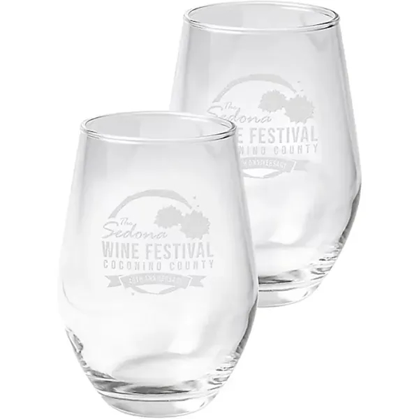 2 Piece Etched Stemless Wine Glass Set