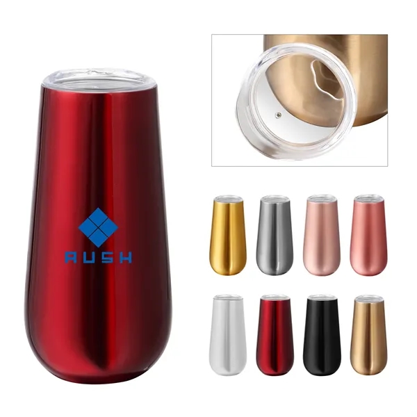 6Oz Vacuum Insulated Stainless Steel Wine Tumbler W/ Lid