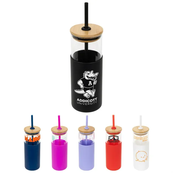 Stirling 18 oz Glass Tumbler with Silicone Sleeve & PP Straw