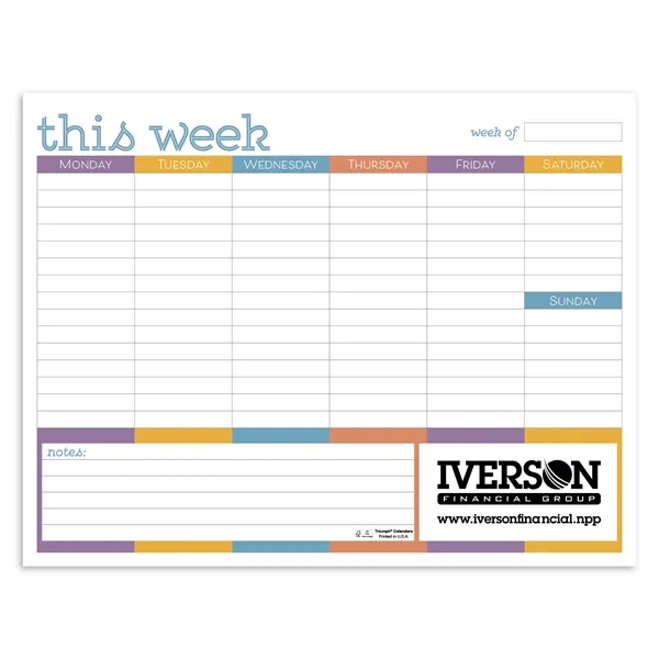 Triumph® Calendars Small Weekly Desk Pad - Colors