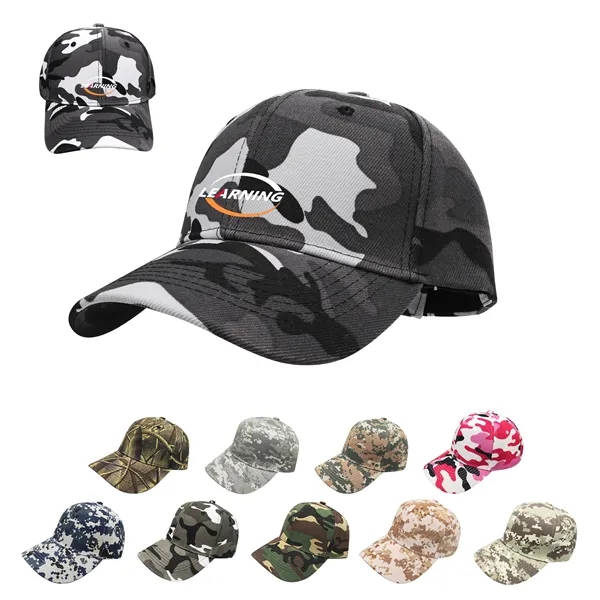 6 Panel Structured Camouflage Twill Baseball Cap