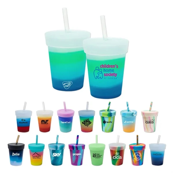 8 Oz Silicone Kids Tumbler With Lid & Straw