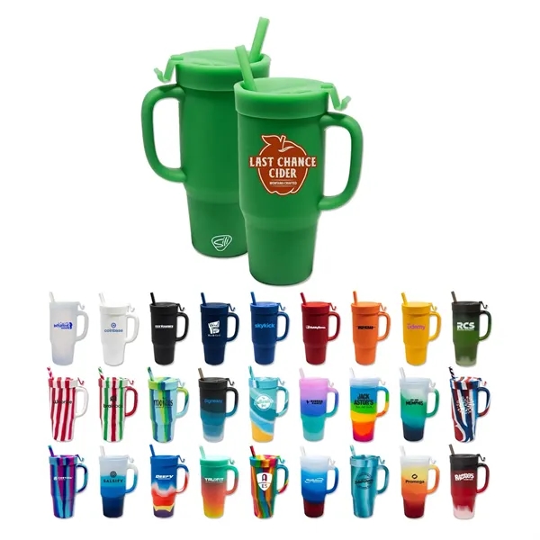 Silicone Tumbler with Straw and Handle