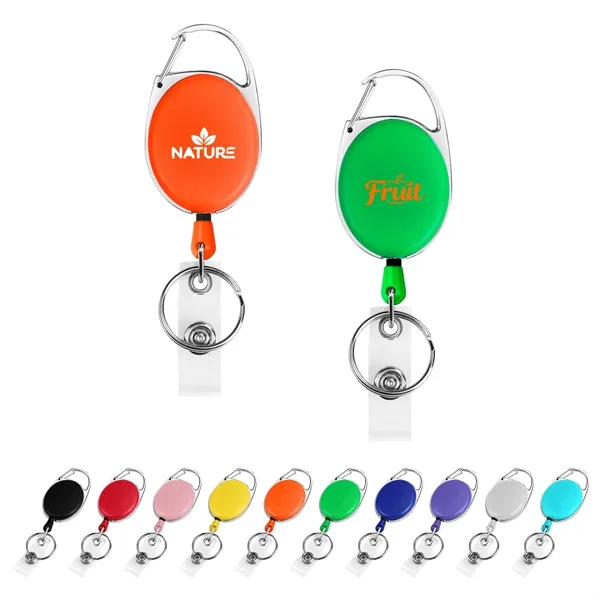 Oval Retractable Badge Reel W/ Belt Clip&Key Ring