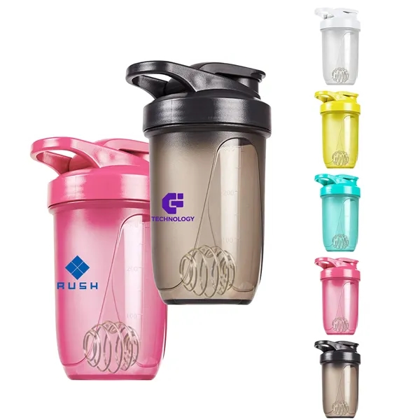 10 Oz Protein Shaker Bottle W/ Wire Whisk & Handle