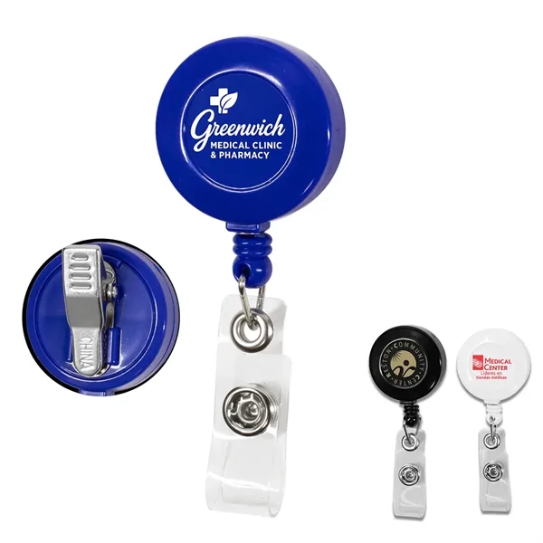 Round Retractable Badge Reel with Rotating Alligator Clip