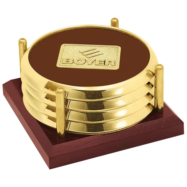 JAFFA® Four Coasters with Solid Cherry Tray